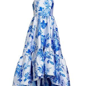 Mestiza New York  Georgina Floral Strapless High-Low Gown